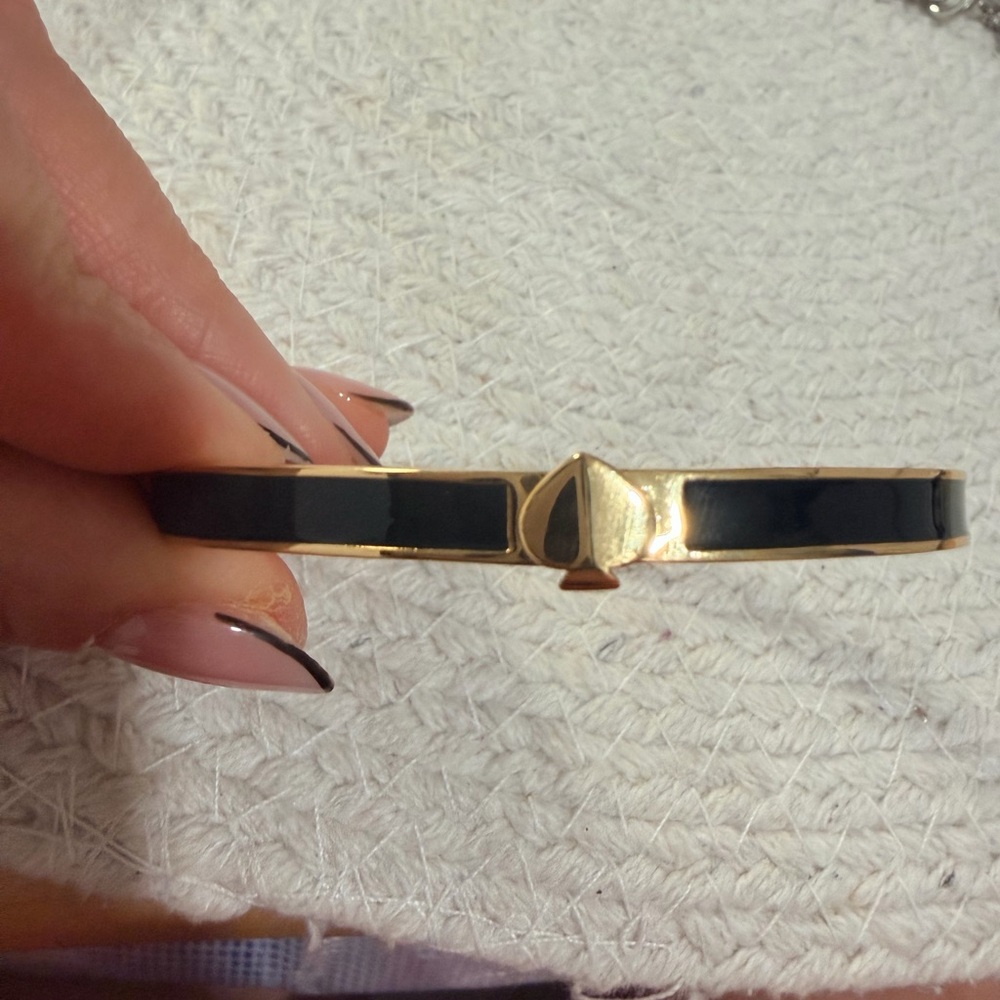 Kate Spade Gold Toned & Black Enamel Bangle Bracelet - NWT - Picture 5 of 11